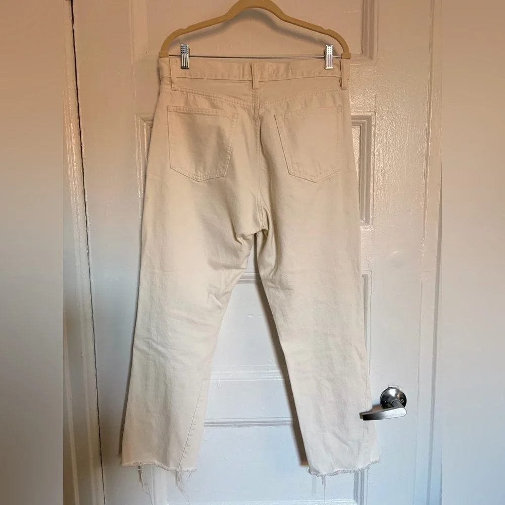 Mango Ecru Straight Leg Denim Pants